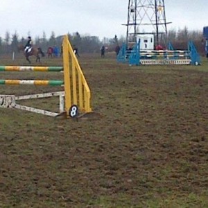The show-jumping ring, with the upright we tipped in the foreground. It rode surprisingly well!