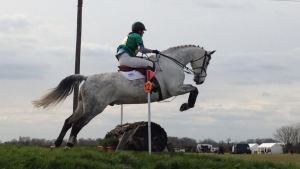 Over the log on top of the bank