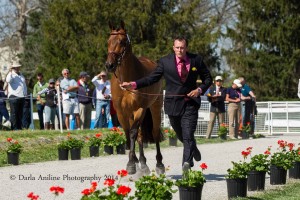 Robert Meyerhoff and Dunlavin's Token.  First Horse Inspection. Rolex Kentucky Three Day Event 2014.