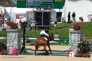 A little run in at Fence 1. Katie Frei and Houdini.