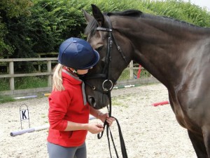 Having a 'moment' whilst having his saddle fitted